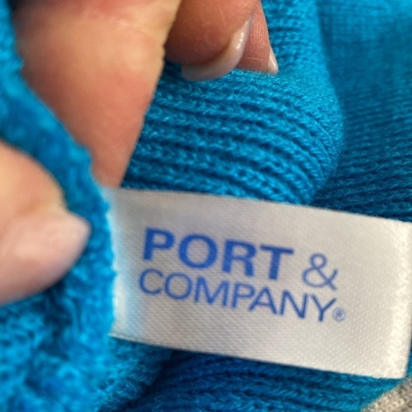 Port & Company Unisex Knit Cap. Soft stretchy warm eye/eyelash graphic blue/blk - Picture 3 of 4